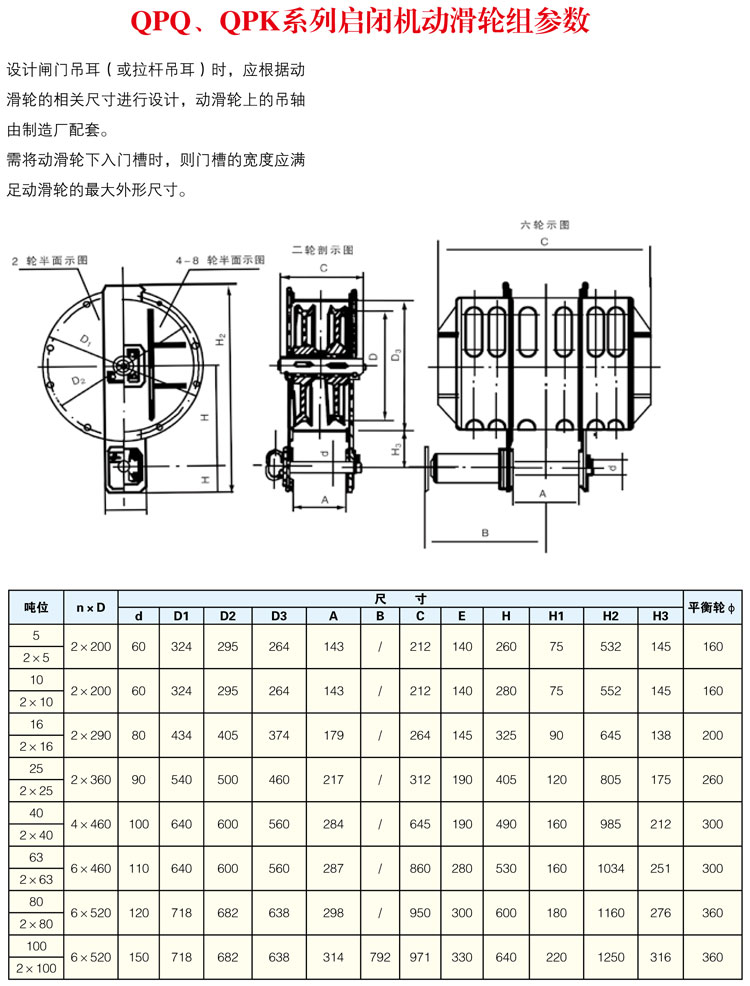 QPQ、QPK系列啟閉機動滑輪組